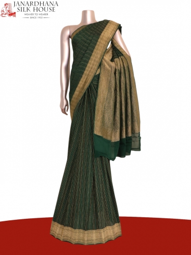 Pure Veldhari Lines Zari Crush Crepe Silk Saree